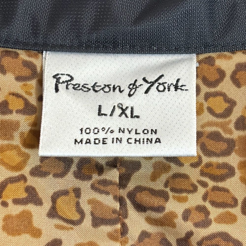 Preston & York Black zip Poncho Raincoat Wrap cape leopard lining pockets M/L - Picture 4 of 12